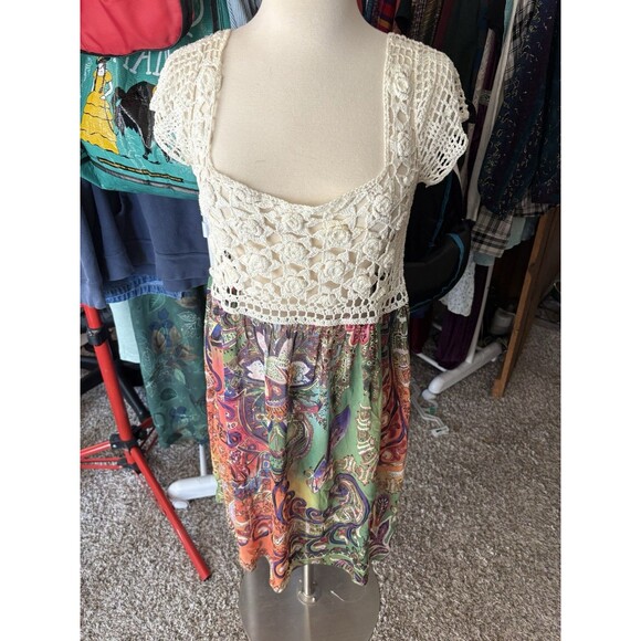 V Christina Crochet Rainbow Boho Dress Size L - Picture 2 of 5